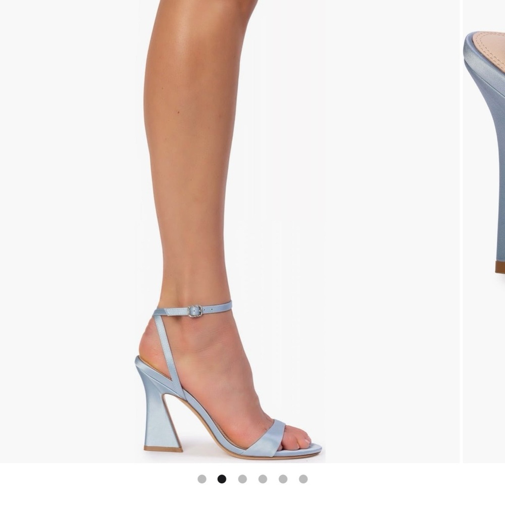 Light Blue Ankle Strap Block Heel Sandals